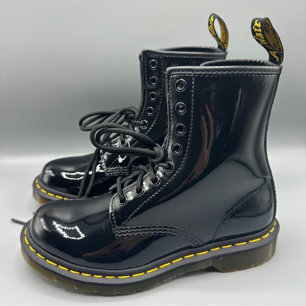 Dr. Martens Patent Leather Combat Boots Women’s Size 7 Black